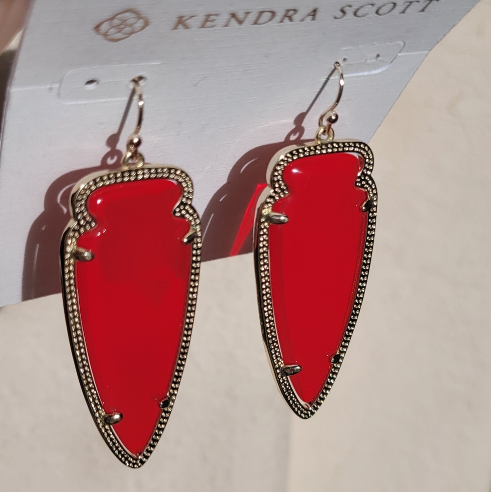 Kendra Scott Translucent Red Arrowhead Skylar Ear… - image 5